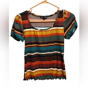 MOA MOA FALL STRIPED SHORT SLEEVE TOP